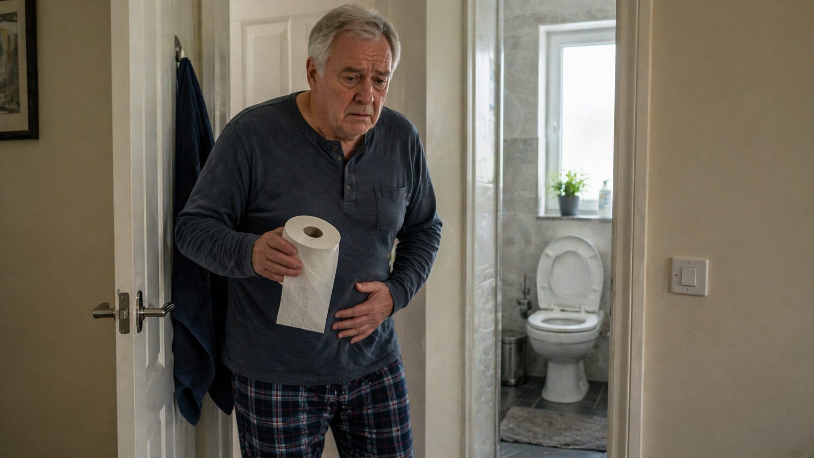 Covek koji odlazi u WC